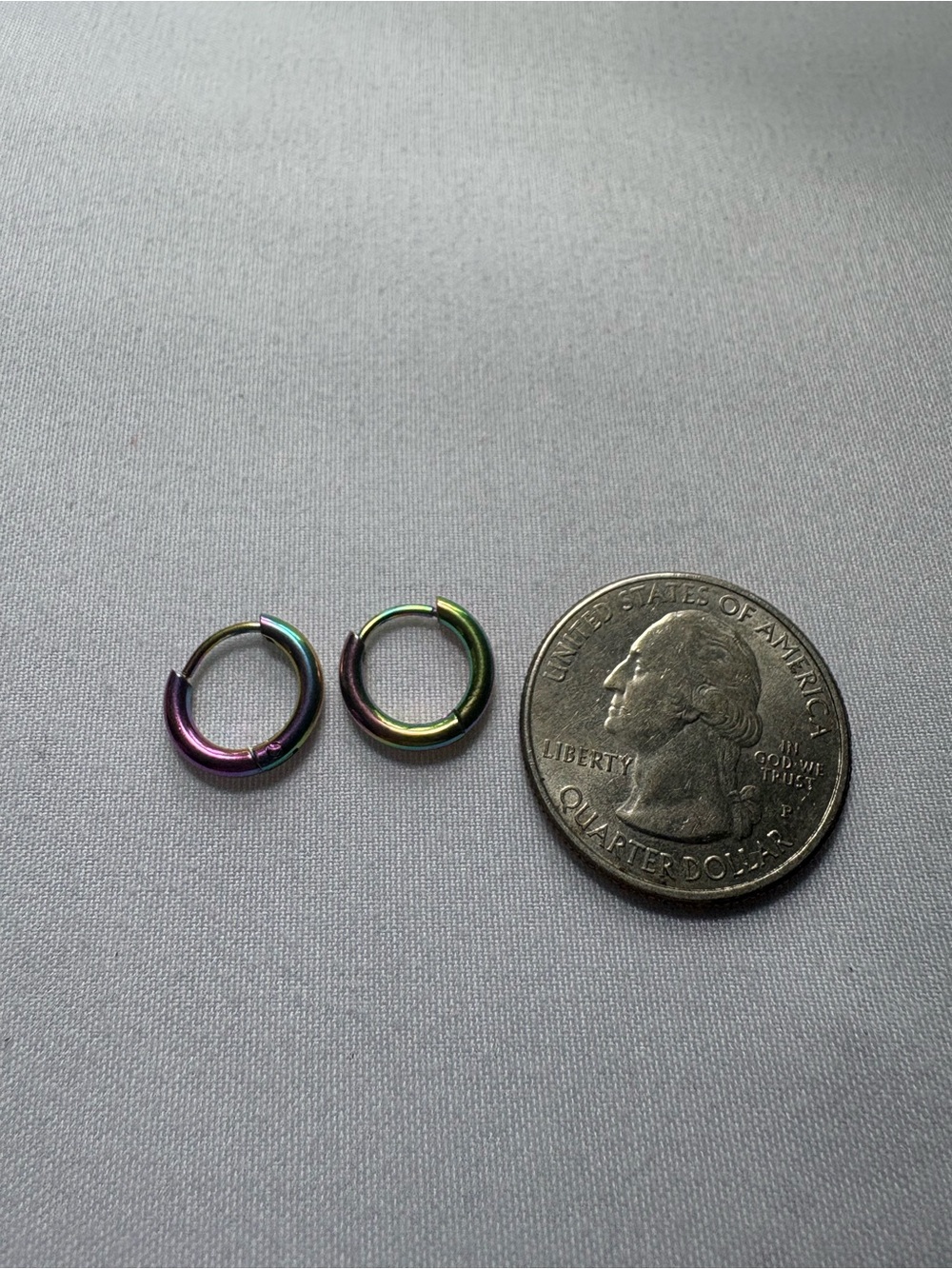 Rainbow Hoop Earrings - Small Huggie Style